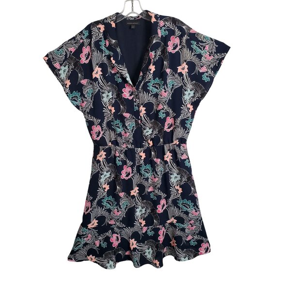 Banana Republic Size 12 Dress Ruffle Hem Floral Kimono Sleeve Country Cottage - Picture 2 of 9